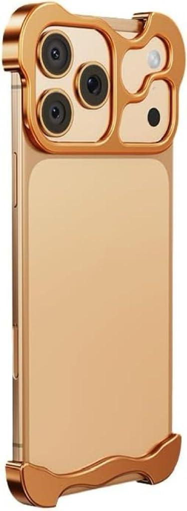 for iPhone 17 Pro 6.3" Camera Lens Protector with Metal Hard Bumper Case, Borderless Slim Ultra-Thin Lightweight Cover, Minimalist Drop Protection Shockproof Corner Protective Cover, Orange