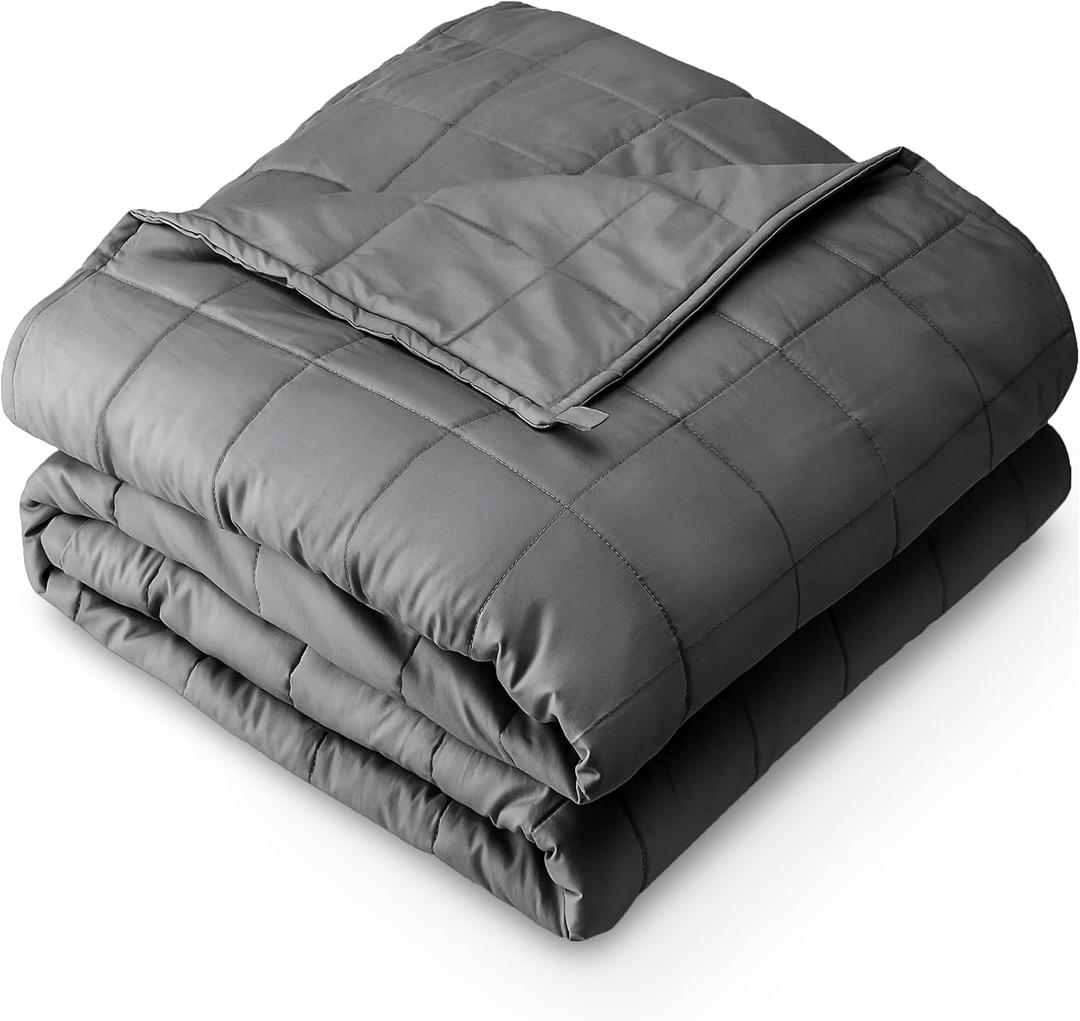 Bare Home Weighted Blanket Queen Size 17lbs (60" x 80") for Adults - All-Natural 100% Cotton - Premium Heavy Blanket Nontoxic Glass Beads (Grey, 60"x80")