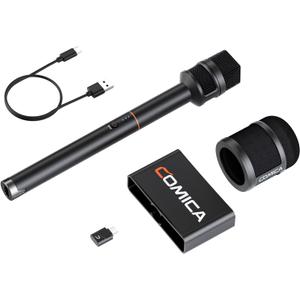 COMICA Revo S Wireless Handheld Microphone with USB-C Receiver,48kHz/24bit Recording, 15H Battery Life, Reporter Mic for Street Interview/Podcasting, Compatible with iPhone 15/16, USB-C Android Phone