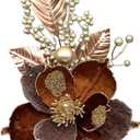 6 Pcs Christmas Flower Picks Brown Christmas Glitter Magnolia Flowers Picks and Spray Ornament Berries Branches for Xmas Tree Wreath Vase Table Centerpiece