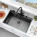 33x22 Drop In Kitchen Sink and Faucet Combo Set, Black Stainless Steel Kitchen Sink with Cup Washer,9 Inch Deep Single Bowl with Accessories, Heavy-Duty & Easy-Clean Design