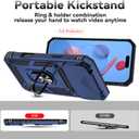 for iPhone 17 Pro Max Case, with Slide Camera Cover HD Screen Protector [Military Grade 16ft. Drop Tested] Ring Holder Kickstand Protective Phone Case for Apple iPhone 17 Pro Max, Navy Blue