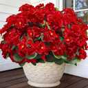 Artificial Geraniums Flowers for Outdoors Mother's Day Decor, 4 Bundles Fake Flowers Silk Red Flowers UV Resistant No Fade Faux Plants for Garden Planter Patio Indoor Cemetery Flowers Summer Decor