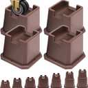 Adjustable Bed Furniture Risers Elevation in Heights Heavy Duty Risers for Both Posts and Wheels of Furniture Sofa Bed Couch Table (Brown 4 Pack, 3 Inch)