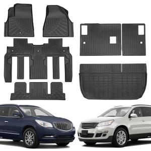 Floor Mats & Cargo Liner Fit for Chevy Traverse 2009-2017 & for Buick Enclave 2008-2017(7 Seats),All Weather Protection,Anti-Slip TPE Floor Mats for Enclave & Traverse Accessories