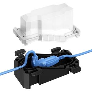 Small Weatherproof Outdoor Electrical Connection Box for 90 Angle Plugs 7 x 3 x 4inch, IP66 Water-Resistant Extension Cord Cover for Plug, Extension Cables, Holiday Lights, White & Black