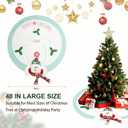 48in Christmas Tree Mat for Under Tree,Blue and White Christmas Tree Skirt for 7.5FT Tree,Rustic 3D Snowman Xmas Tree Mat Decorations Winter New Year Holiday Party Decor Indoor Outdoor