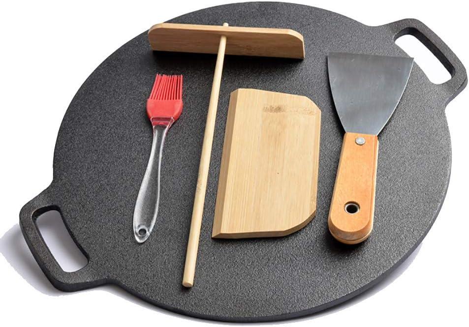 Household Uncoated Pan Egg Pancake Tool Set-Extra Heavy Cast Iron Pancake Pan, Healthy Iron Frying Pan Kitchen Non-Stick Skillet (Diameter 30CM)