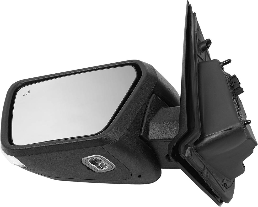 Manual Folding Heated Side Door Mirror For 2021 2022 2023Ford F150 11pin Models Only, Left Driver Side Wing Mirror W/Blind Spot Indicator (Left Driver Side)