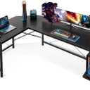 Coleshome 66" L Shaped Gaming Desk, Corner Computer Desk, Sturdy Home Office Computer Table, Writing Desk, Larger Gaming Desk Workstation, Black