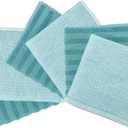 Bumble Premium Dish Cloths 13"x13" (6 Pack) | 100% Natural Ring Spun Cotton | 400 GSM | Highly Absorbent & Soft |Yarn Dyed & Solid Dyed Terry Dish Cloth Set - Aqua