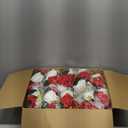 NUPTIO Pcs of 10 Fake Flower Ball Arrangement Bouquet,15 Heads Plastic Roses with Base, Suitable for Our Store's Wedding Centerpiece Flower Rack for Parties Valentine's Day Home Dcor (Red & White)