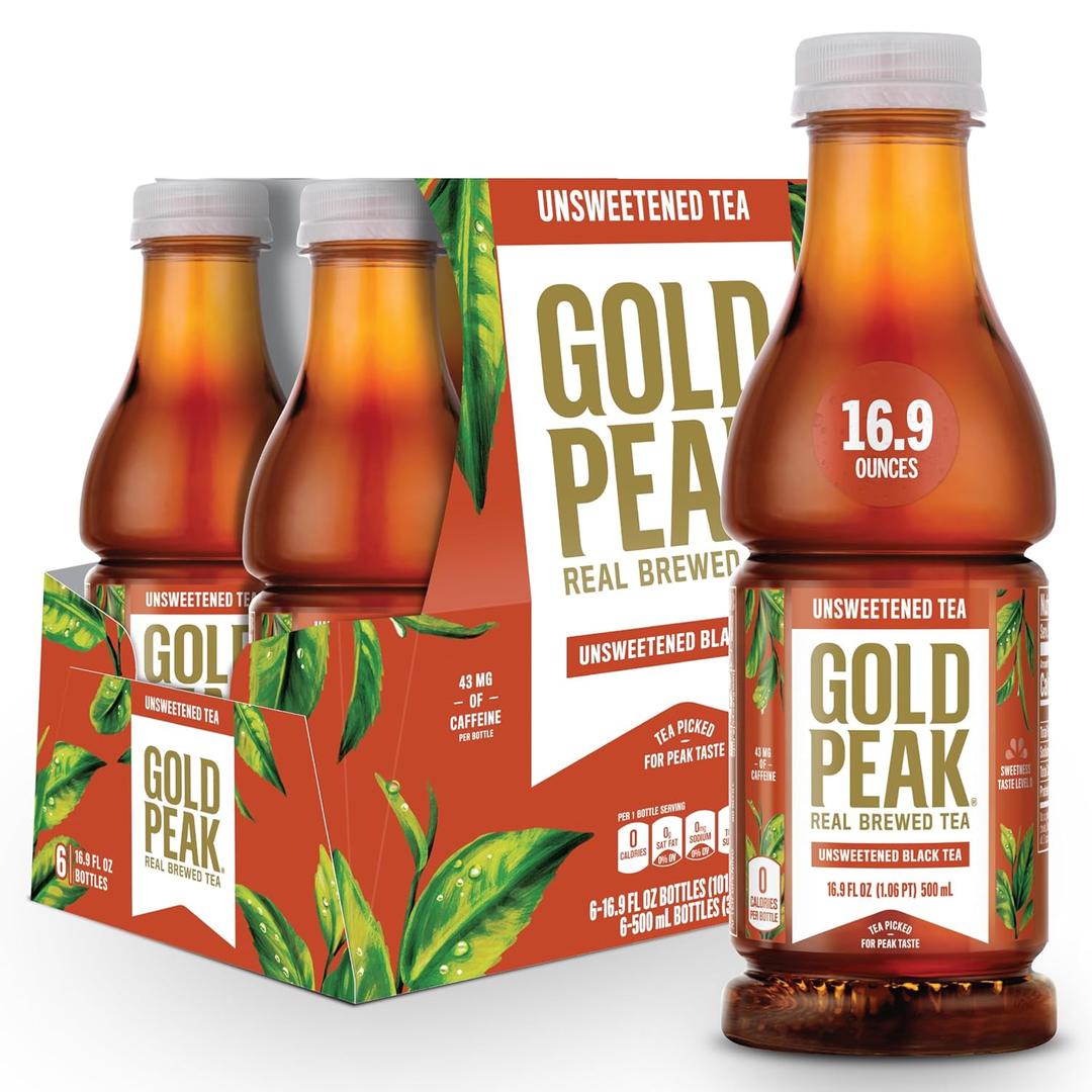 2 x Gold Peak Tea, Unsweet Tea, 16.9 fl oz, 6 Pack (EXP 09/22/25)