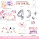 Party Inspo Reach Four The Stars Birthday Decorations, Outer Space 4th Birthday Decorations Girl, Space Astronaut Planet Party Supplies Backdrop Balloon Banner Tablecloth Crown for 4 Year Old Girl