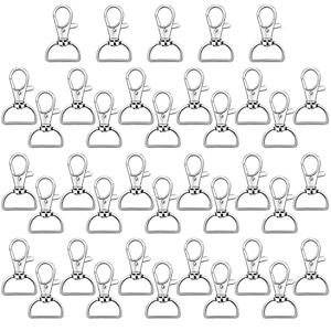 Hotop 35 Pieces Swivel Clasps Lanyard Snap Hooks Keychain Clip Hook Metal Lobster Claw Clasp with D Rings for Keychain Purse Hardware Sewing Craft Project(25 mm,Silver)