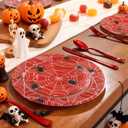 WELLIFE 20PCS Spider Web Party Plates  Red Plastic Dinner & Dessert Plates for Kids Birthday, Spider Theme Parties & Superhero Party Supplies