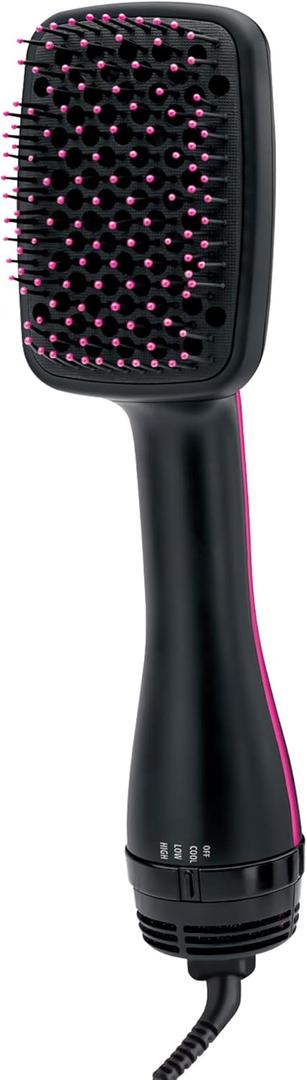 REVLON One-Step Hair Dryer and Styler, All-in-One Detangling and Straightener Brush for Salon-Quality Smooth, Straight Hair, More Shine and Less Frizz, Black (Pack of 1)