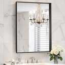 Black Bathroom Mirror 24x32 Inch, Rectangle Mirror with Metal Deep Frame, Wall Mirrors for Over Sink, Vanity, Bedroom, Bathroom, Hangs Horizontally or Vertically