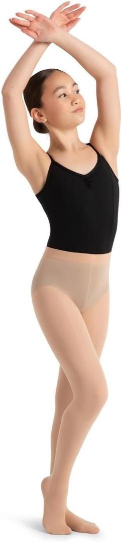 Capezio Girls' Ultra Soft Self Knit Waistband Tight,Porcelain, One Size (8-12)