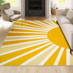 Lahome 8 x 10 Area Rugs for Living Room - Soft Cute Rugs for Bedroom 8x10 Non-Slip Low-Pile Large Nursery Rug, Boho Rainbow Sun Print Indoor Floor Carpet Rugs for Office Classroom (8'x10', Yellow)