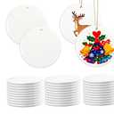 20 PCS Bulk Sublimation Blank Ceramic Ornaments - 3 Inch Round White Hanging Ornaments with Gold String for DIY Heat Transfer Crafting, Personalized Home Decor