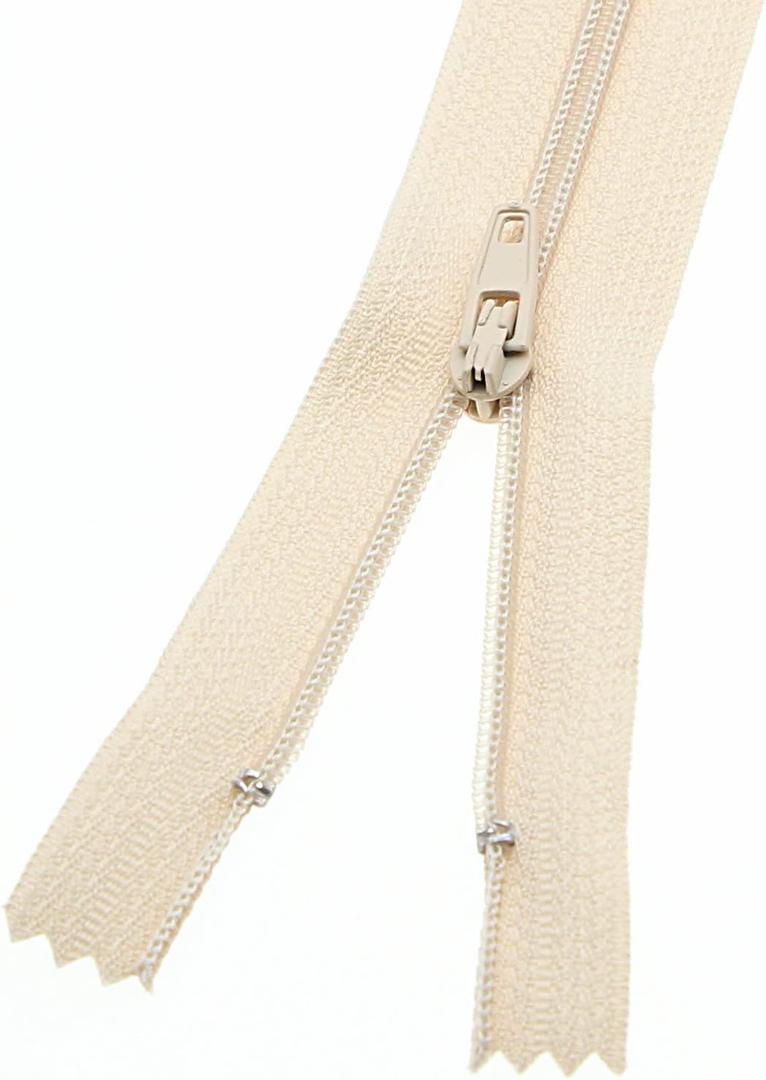 #3 Beige Nylon Coil Zippers for Sewing, Close End Nylon Coil Zippers for Craft Assorted Length, Zipper Replacement (34 Inch, 20PCS) YIGUANXIN