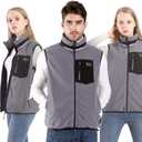 PROSmart Heated Vest Polar Fleece Lightweight Waistcoat with USB Battery Pack for Men and Women (Unisex) (Small, Gray)