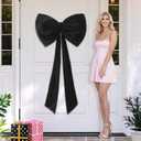 Black Bow Birthday Decorations Coquette Party Backdrop Big Bow Themed Room Large Bows Wall Decor Ormanents Giant Door Ribbon Velvet Wedding Bachelorette Baby Shower Bridal Christmas Tree Decoration