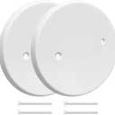 Round Cover Plate for 3-1/2inch Electrical Box (Screw Distance 2-3/4), Blank Metallic Plate for Junction Box, Floor Electrical Outlet  2 Pack (White - 2 Pcs)