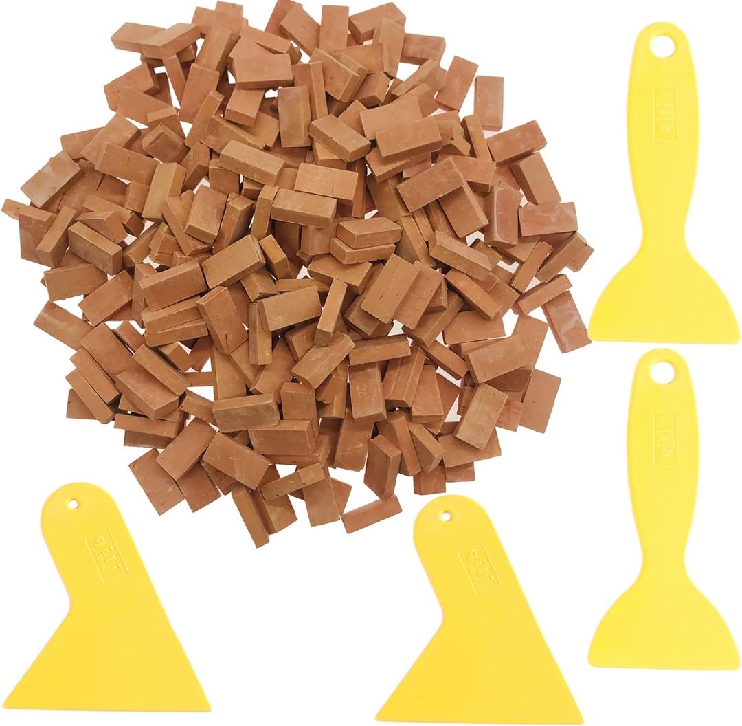 Cayway 400 PCS Mini Red Wall Bricks, Mini Bricks Tiny Bricks with Scraper for Landscaping, Miniature Bricks Figurine Fake Bricks for Mini Garden Accessories