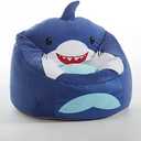 Heritage Kids Shark Round Figural Kids Bean Bag Chair, Blue, Large