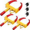 3 Pcs Wheel Lock for Cars, Heavy Duty Trailer Wheel Lock Universal Security Anti Theft Tire Clamp for Vehicles Boot Camper SUV ATV Boat Motorcycle Deterrent(Yellow, Red)