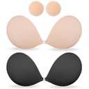MITALOO Seamless Adhesive Bra Sticky Strapless Invisible Push up Bras Silicone Backless Nipple Cover for Women Beige Black D