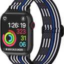 2 x Nylon Apple Watch Bands Unisex - iWatch 1/2/3/4/5/6/7/8/9/SE/Ultra 2 Bands for 38mm/40mm/41mm/42mm/44mm/45mm/49mm - Variety Multipack 1-8 (Pack A: US Flag Blue Line)