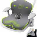 Seat Cushion, Office Chair Cushion, L-Shaped Ergonomic Car Seat Cushions, Memory Foam Chair Cushion, Lumbar Support Pillow for Wheelchair, Car, Home, Office, Desk, Gray (Dark Grey)