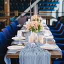 2 Pack Dusty Blue Easter Cheesecloth Table Runner 10FT Boho Cheese Cloth Table Runner for Baby Shower Wedding Bridal Decorations 35*120 Inch Long Gauze Table Runners for Birthday Garden Party