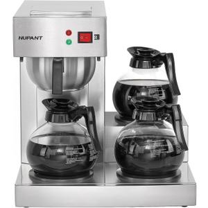 NUPANT 12 Cup Commercial Coffee Maker,Drip Coffee Maker Machine with 3 Warmers Plate and 3 Glass Decanters, Stainless Steel Pour Over Commercial Coffee Brewer for Restaurant, Office, Cafe Use