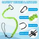 MECCANIXITY Retractable Tool Lanyard 3ft with Aluminum Buckle and Adjustable Loop End, Included Glove Clamps and Keychains, Fall Protection Tools Leash for Hand Tools, Green 3 Pack