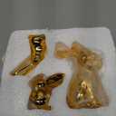 Wesiti 3 Pcs Easter Decoration Golden Bunny Figurines Set 4.5'', 3'', 2.36 Ceramic Easter Rabbit Statue Vintage Bunny Figurine Gift for Family Home Office Table Decor Spring Party Supplies (L, M, S)