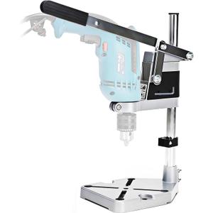 Electric Drill Press Stand for Hand Drill, Adjustable Benchtop Clamp Support Tool, Single Hole Aluminum Base, Portable Drill Press Workstation for Precision Drilling, DIY and Repair Projects