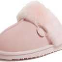 Fireside by Dearfoams Women's Fireside Sydney Shearling Fur Indoor/Outdoor Scuff Slipper With Wide Widths (6, Pink)