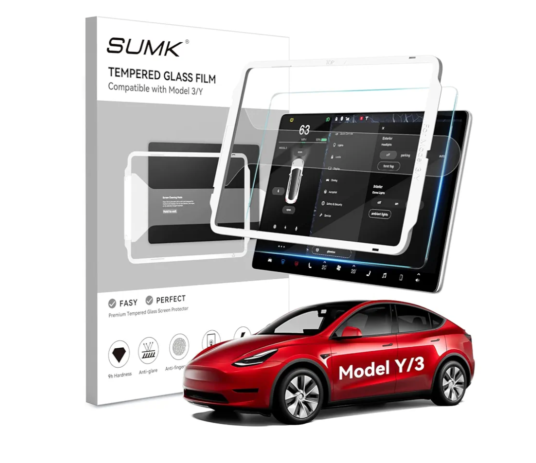 Tempered Glass Screen Protector for Tesla Model Y /3 Accessories, [Anti-scratch & Anti Fingerprint] 15 inches TouchScreen Protector for Model Y (2020~2025) Model 3 (2017~2023) - Glossy