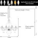 PAPAYA Plug in Crystal Chandeliers Clear Chandelier 25 * 27.5in 10-Light Modern Pendant Ceiling Lighting Fixture with Acrylic Crystals & Beads for Girls Room,Living Room,Kitchen Island,Entryway.