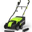 2-in-1 16-Inch Dethatcher & Scarifier Electric Corded, 15 Amp Copper Motor, Electric Lawn Dethatcher with 5-Position Depth Adjustment, 14.5 gal Thatch Bag,Walk Behind for Yard Lawn Garden Care