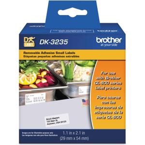 Brother Printer Die Cut Removable Adhesive Small Labels (DK3235), White