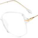 Jingyuton Oversized Myopia Glasses for Men Women stylish Nearsighted Glasses Large Frame Distance Eyewear (Transparent, -3.00, Diopters)