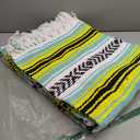 Del Mex Classic Mexican Blanket, Large Authentic Woven Falsa Throw (70"x50"), Artisan Southwest Dcor for Beach, Yoga, Outdoors (Mint/Yellow)