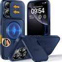TOCOL for iPhone 16 Pro Case with Slide Camera Cover, Kickstand and Camera Control Button, Fit for MagSafe, Rugged Solid Phone Case, Non-Slip, Drop Protection, Blue