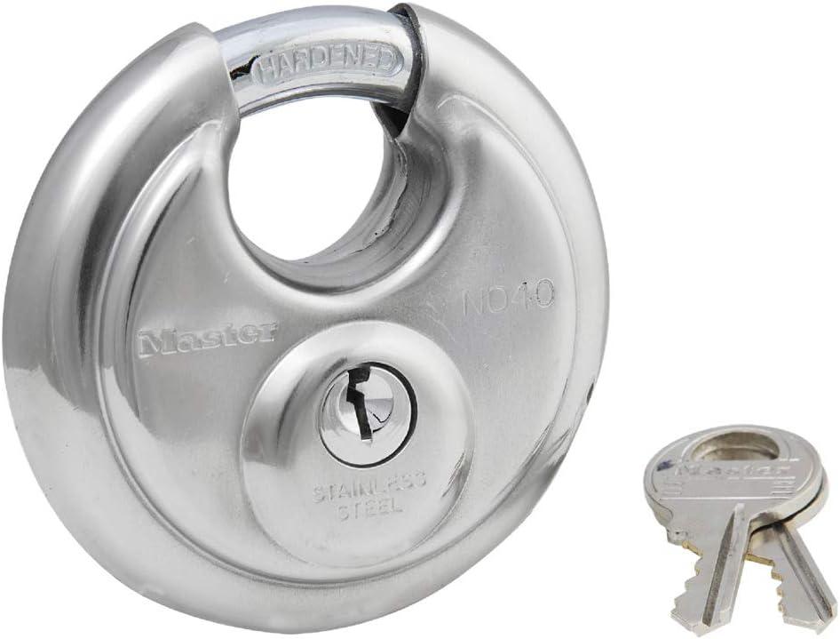 Master Lock Padlock, Stainless Steel Discus Lock, 2-3/4 in. Wide, 40DPF, Silver (1 Pack)