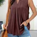 KISSMODA Tank Tops for Women Summer Sleeveless V Neck T Shirts Business Casual Outfits Flowy Tunic Oversized Clothes (Blue, L)